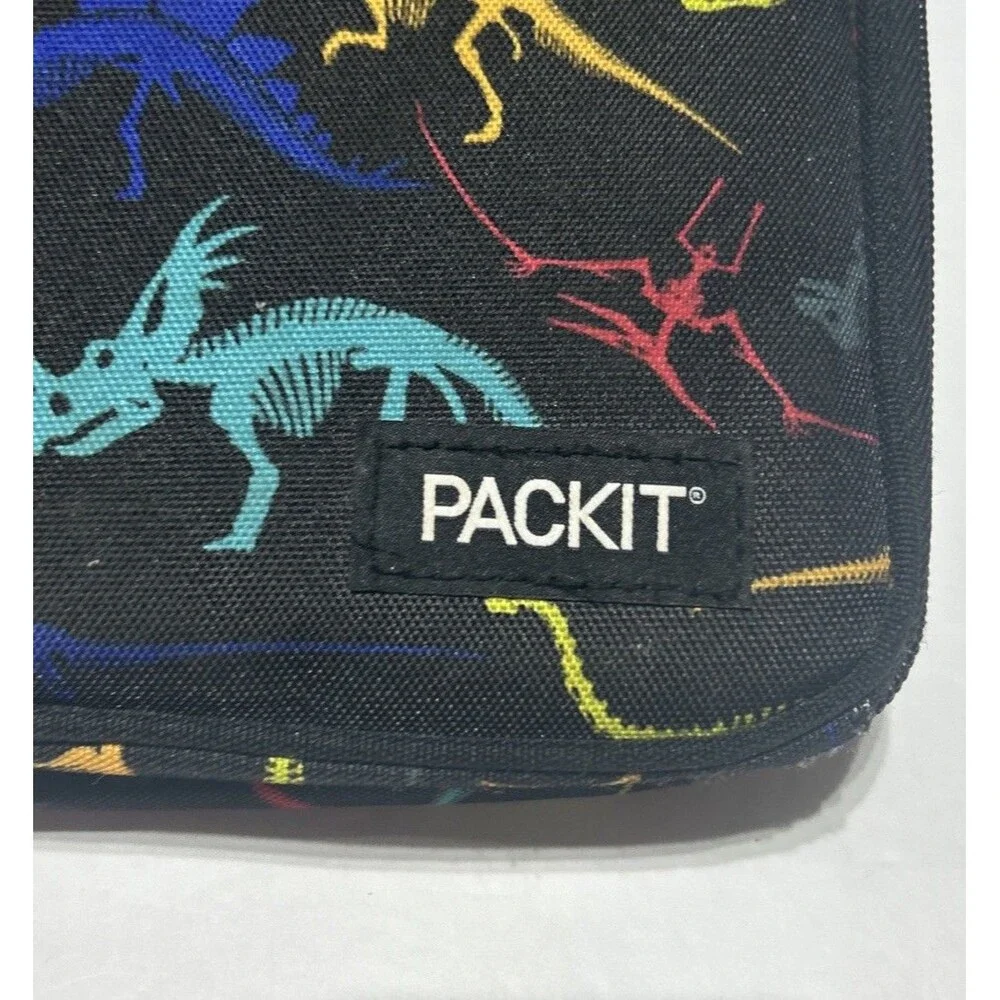 PackIt Dinosaur Skeleton Print Insulated Lunch Box Bag Built-In Cooling